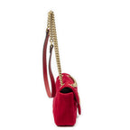 Gucci Small GG Marmont Chain Crossbody Red Matelasse Velvet — view 4