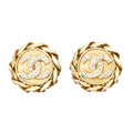 Chanel CC Rhinestone Chain Clip on Earrings Gold Plated