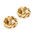 Chanel CC Rhinestone Chain Clip on Earrings Gold Plated — view 2