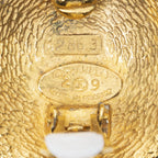 Chanel CC Logo Round Clip Type Earrings Gold Plated — view 3
