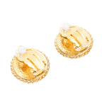 Chanel CC Logo Round Clip Type Earrings Royal Blue Gold Plated — view 2