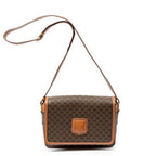 Celine Flap Cross Belt Bag Brown Macadam Canvas