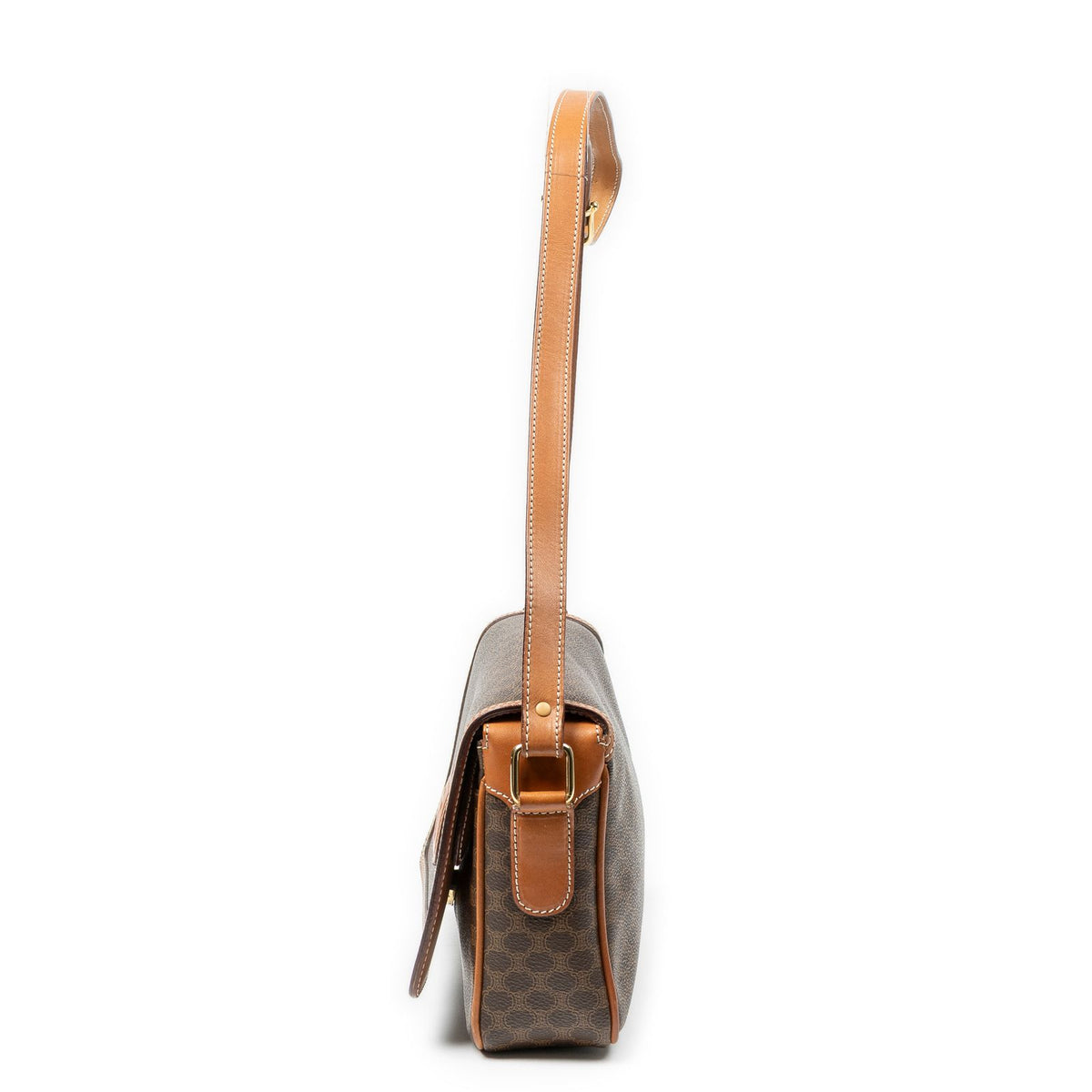 Celine Flap Cross Belt Bag Brown Macadam Canvas — view 3