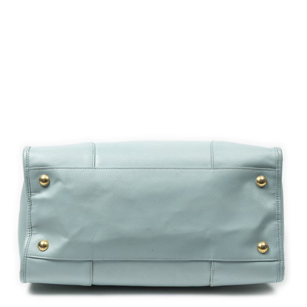 Prada Convertible Open Tote Light Blue Saffiano Leather — view 6