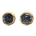 Chanel CC Logo Heart Clip Type Necklace Black Gold Plated