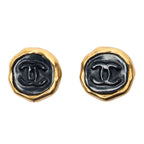 Chanel CC Logo Heart Clip Type Necklace Black Gold Plated