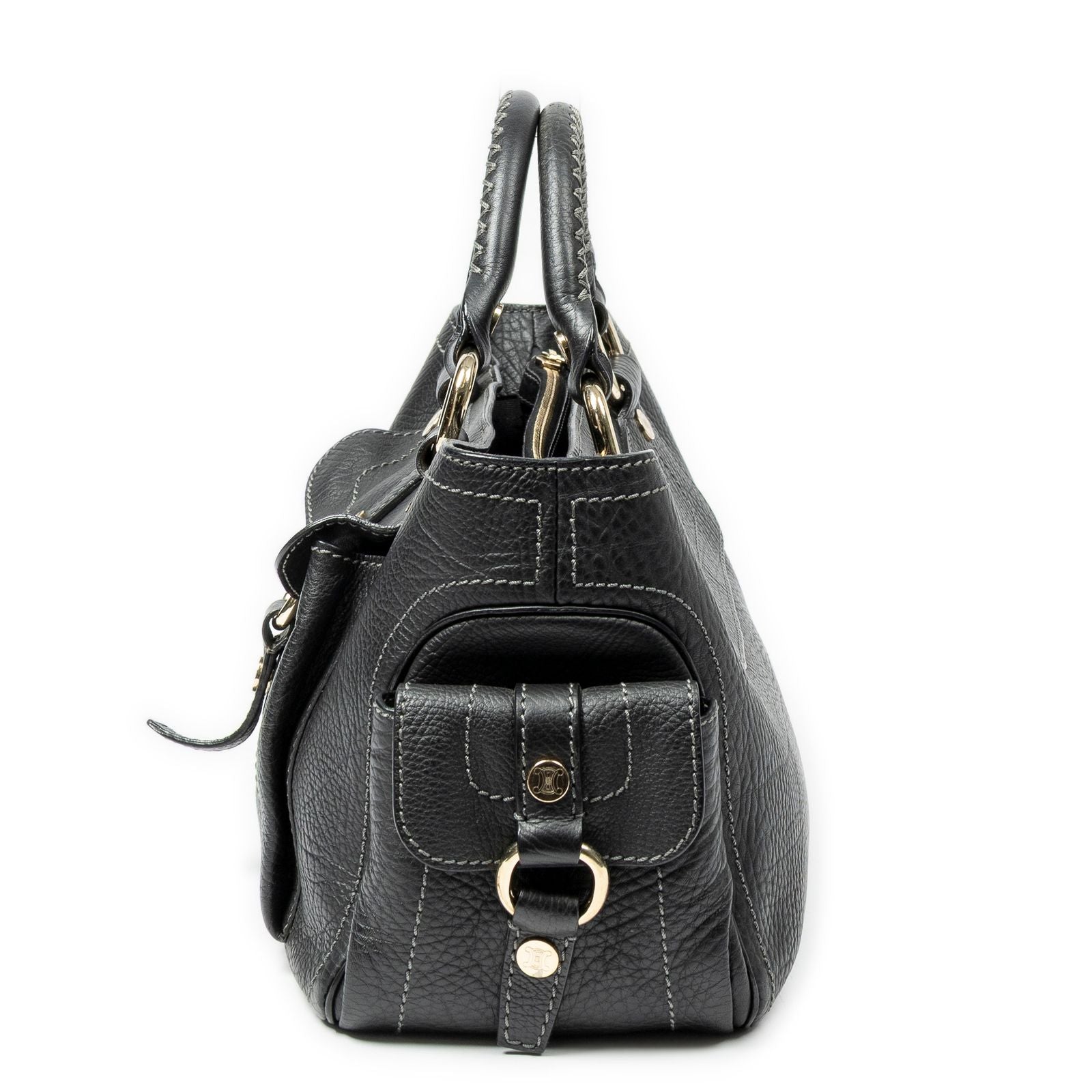 Celine Boogie Bag Black Grain Calfskin Leather — view 3