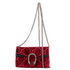 Gucci Mini Crystal Marmont Crossbody Red Black GG Canvas