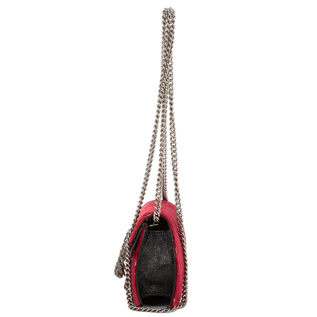 Gucci Mini Crystal Marmont Crossbody Red Black GG Canvas — view 3