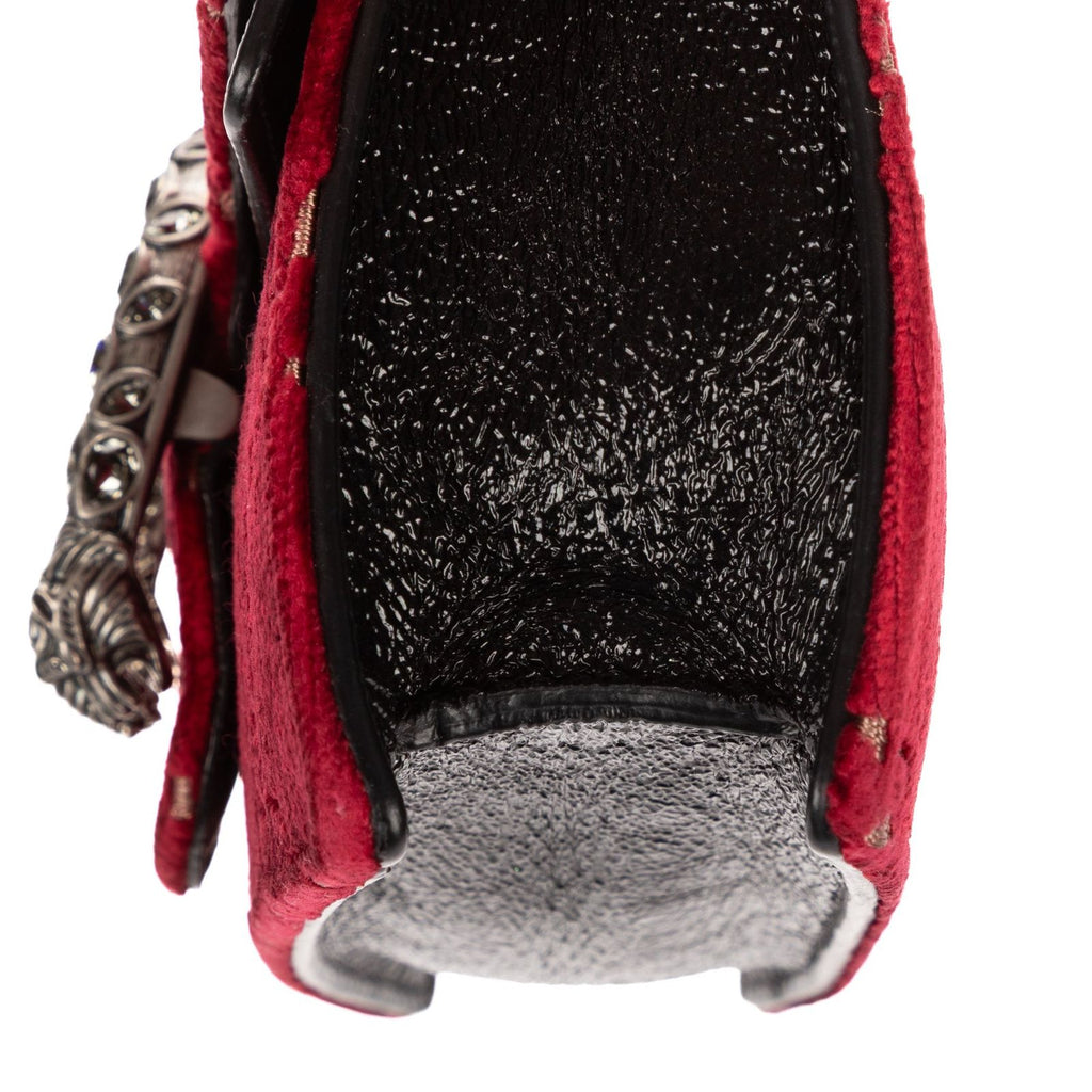 Gucci Mini Crystal Marmont Crossbody Red Black GG Canvas — view 7
