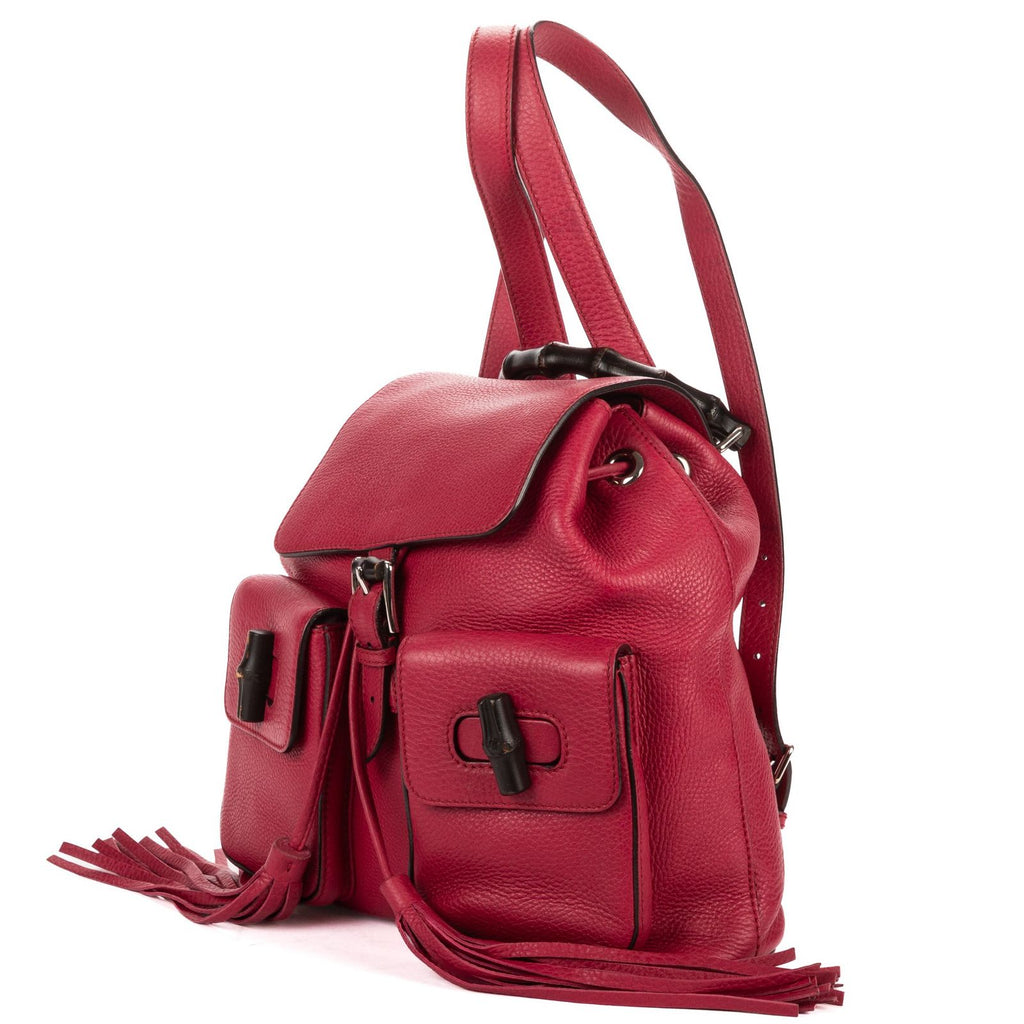 Gucci Large Bamboo Backpack Pink Spike Calfskin Leather — view 2