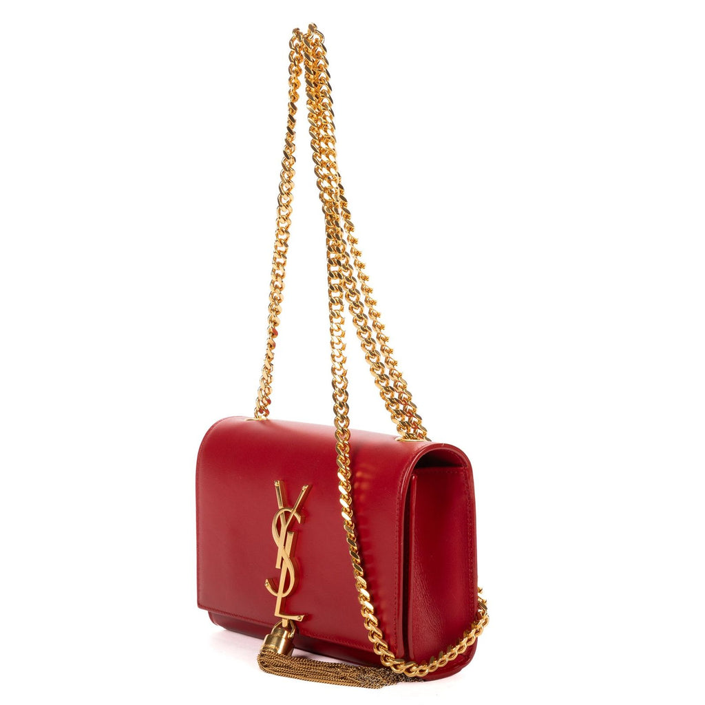 Saint Laurent Mini Tassel Kate Red Smooth Calfskin Shoulder Bag — view 2