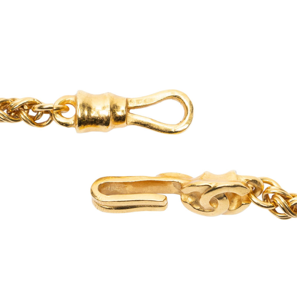 Chanel CC Oval Stone Pendant Brown Gold Plated Necklace — view 3