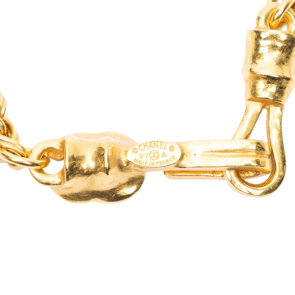 Chanel CC Oval Stone Pendant Brown Gold Plated Necklace — view 4