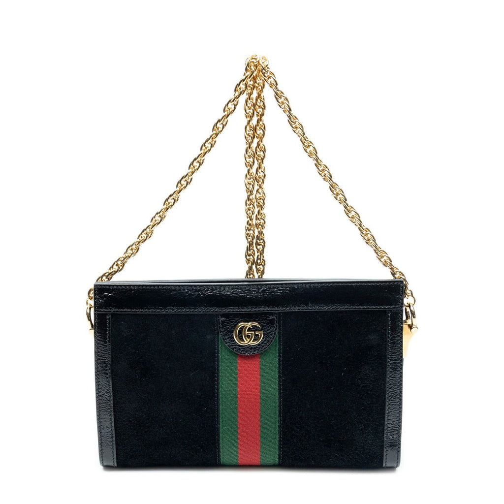 Gucci Small Web GG Ophidia Black Suede Leather Shoulder Bag