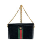 Gucci Small Web GG Ophidia Black Suede Leather Shoulder Bag