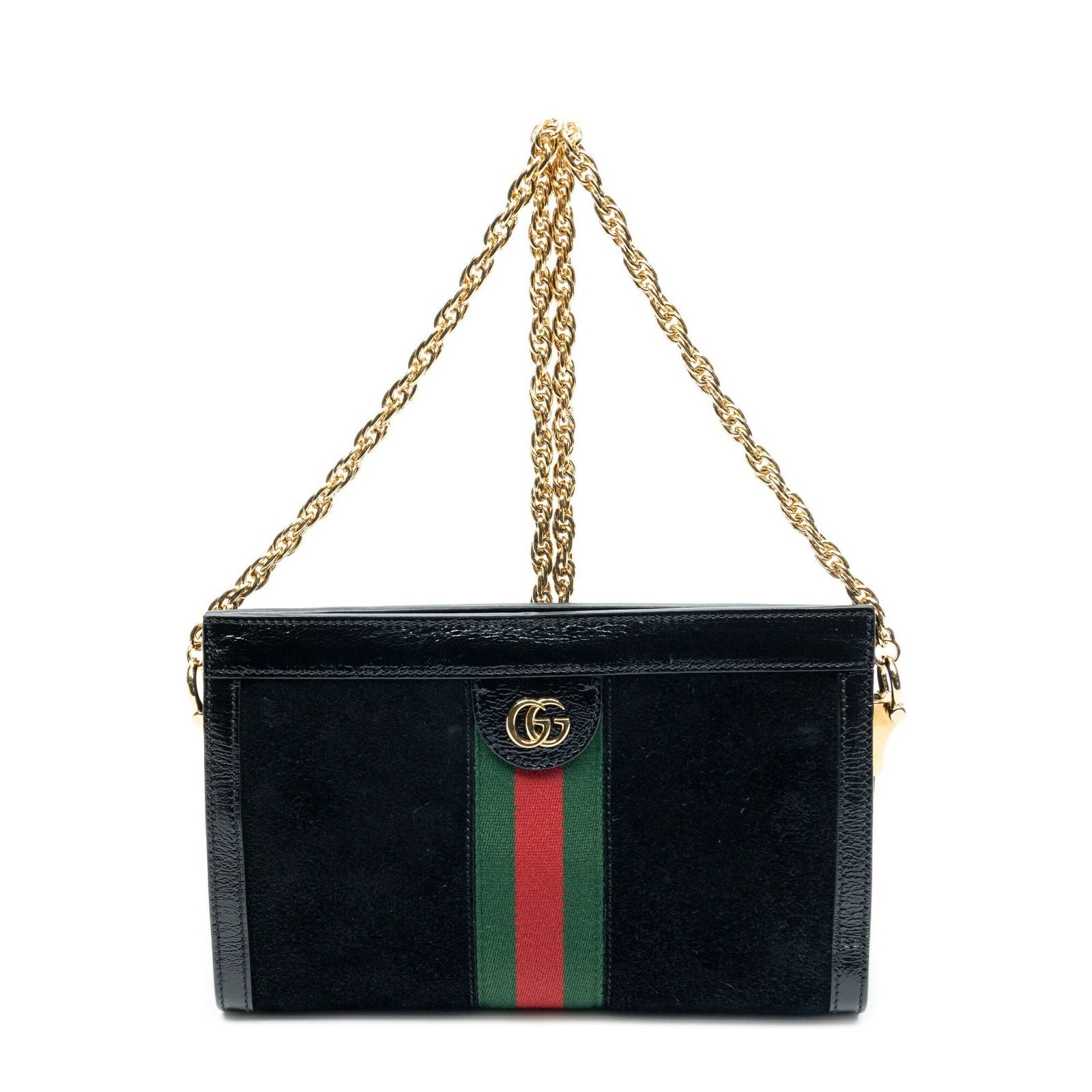 Gucci Small Web GG Ophidia Black Suede Leather Shoulder Bag