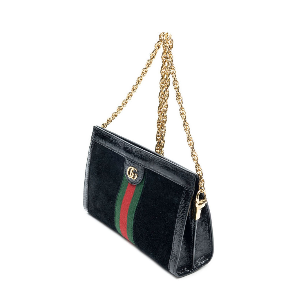 Gucci Small Web GG Ophidia Black Suede Leather Shoulder Bag — view 2
