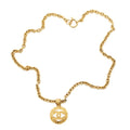 Chanel CC Logo Pendant Chain Necklace Gold Plated