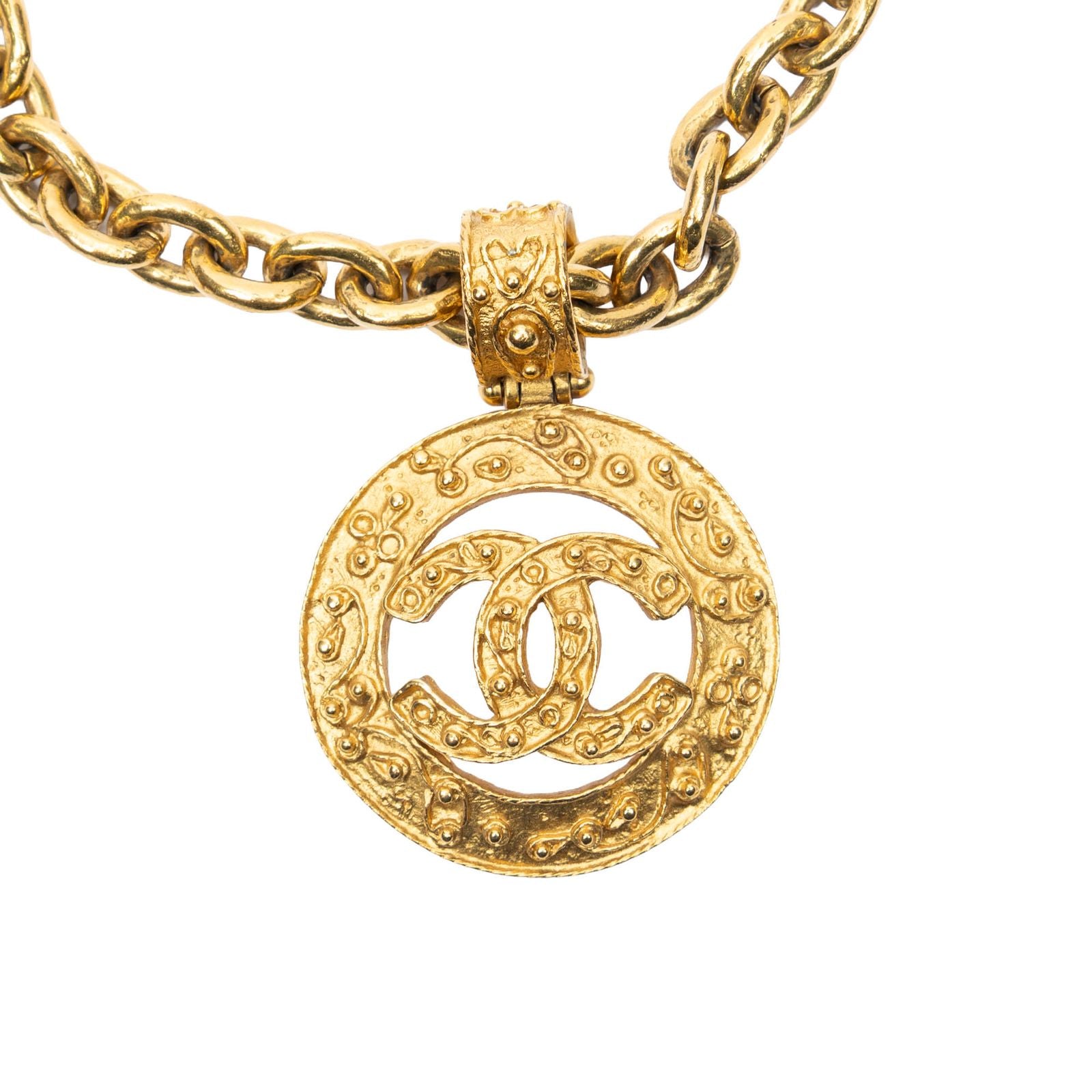 Chanel CC Logo Pendant Chain Necklace Gold Plated — view 2
