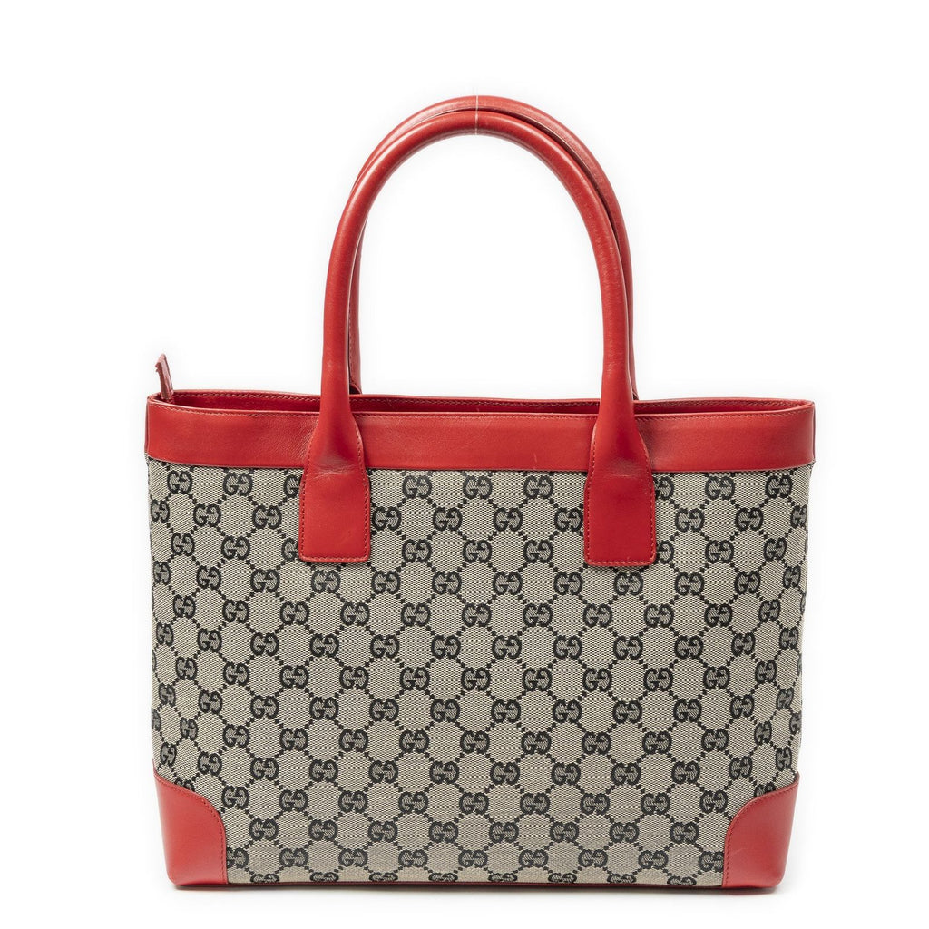 Gucci Zip Shopping Tote Red Black Beige GG Canvas — view 5
