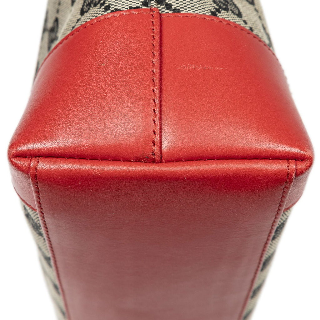 Gucci Zip Shopping Tote Red Black Beige GG Canvas — view 7