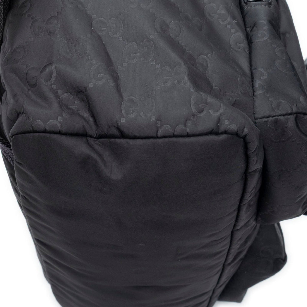 Gucci Drawstring Flap Backpack Black Guccissima Nylon — view 8