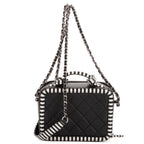 Chanel Small CC Filigree Vanity Case Bag Black White Quilted Cavalli Lambskin — view 5