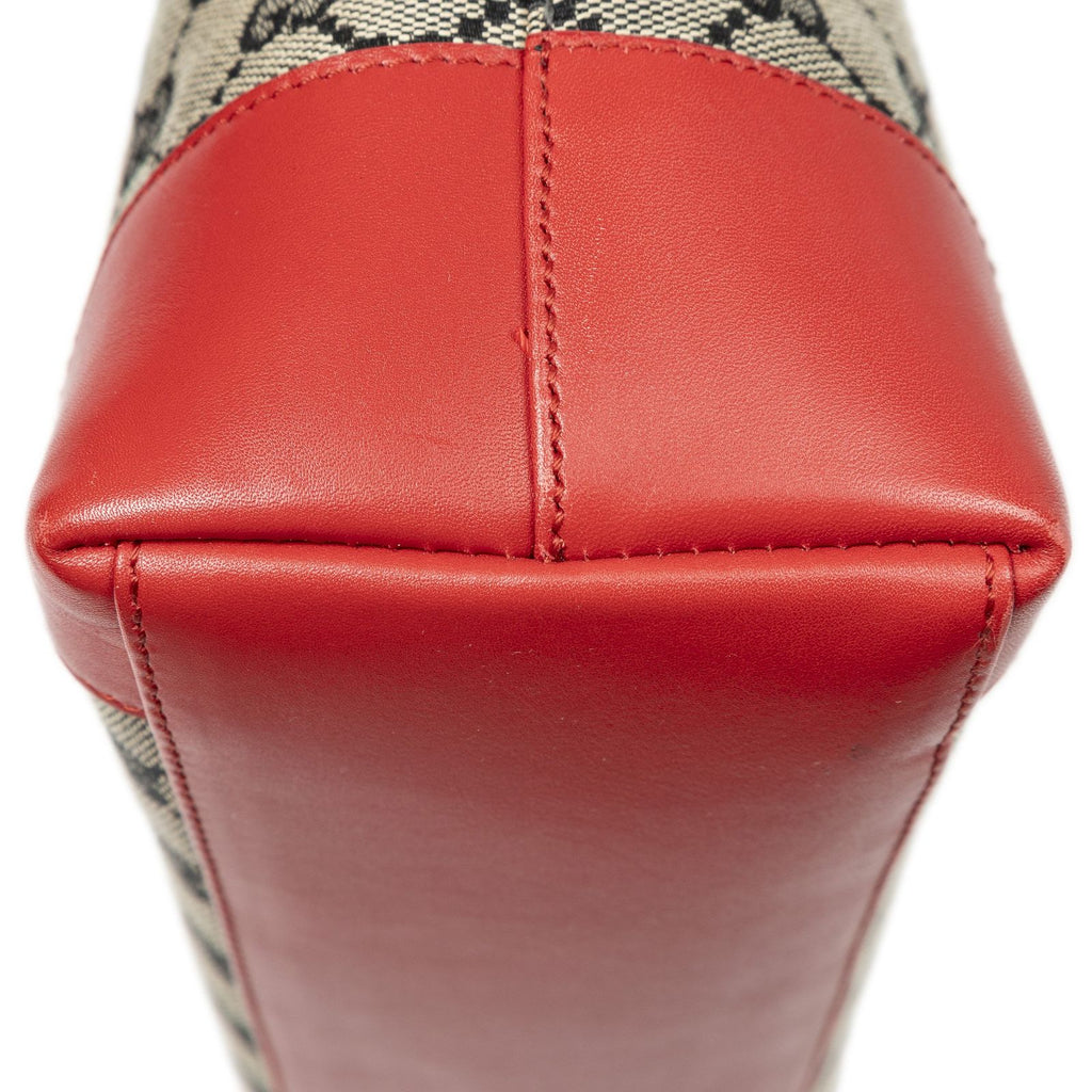 Gucci Zip Shopping Tote Red Black Beige GG Canvas — view 8