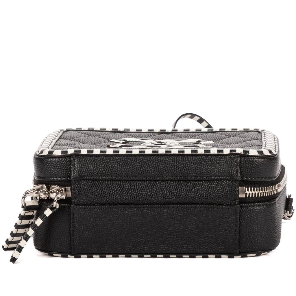 Chanel Small CC Filigree Vanity Case Bag Black White Quilted Cavalli Lambskin — view 6