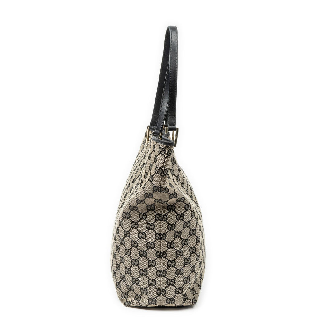 Gucci Vertical Tote Black Beige GG Canvas — view 4