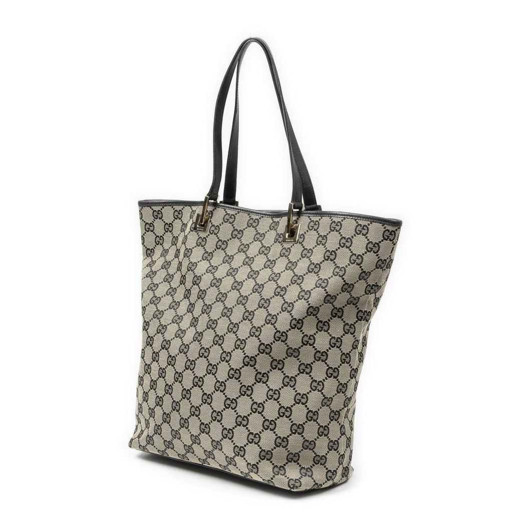 Gucci Vertical Tote Black Beige GG Canvas — view 2