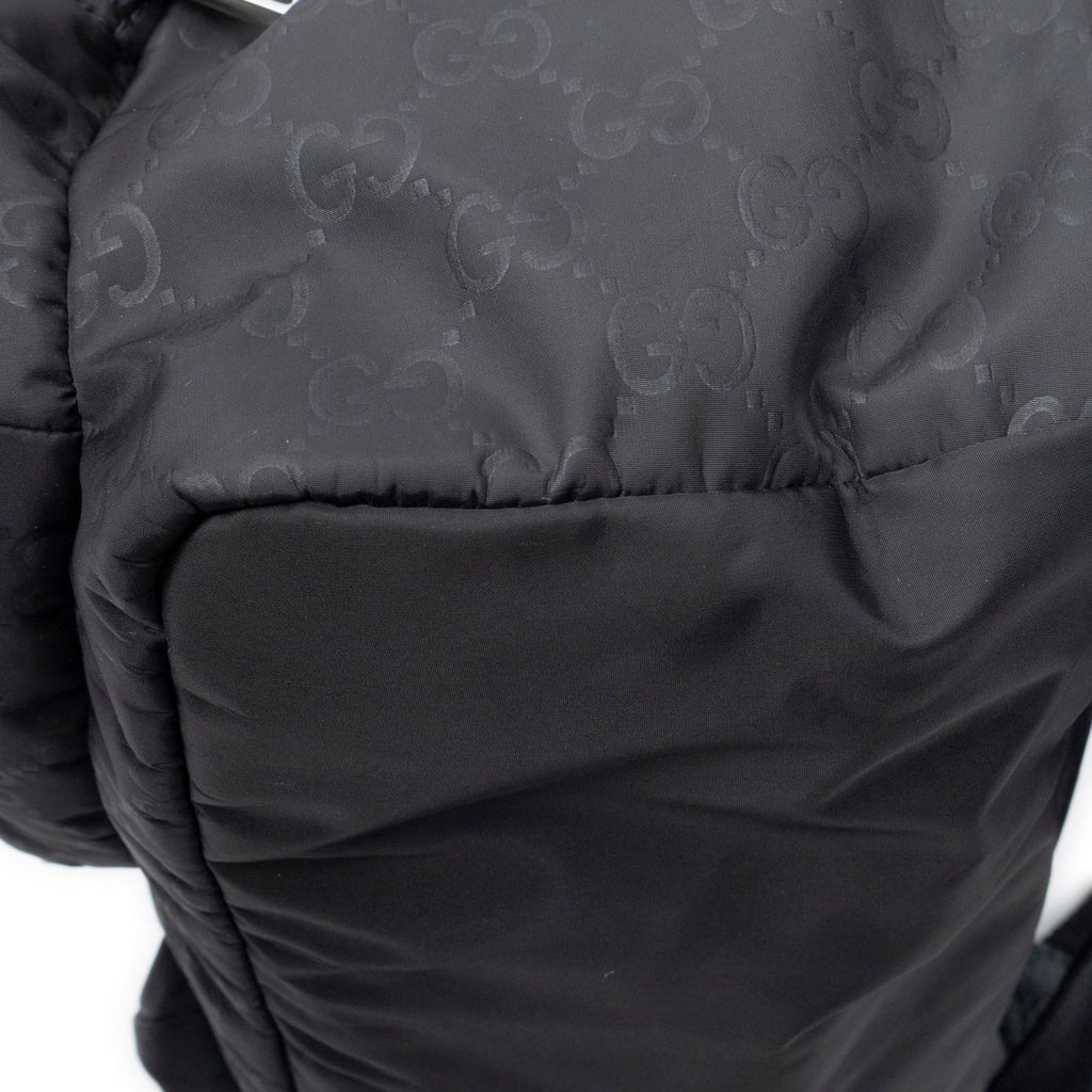 Gucci Drawstring Flap Backpack Black Guccissima Nylon — view 7