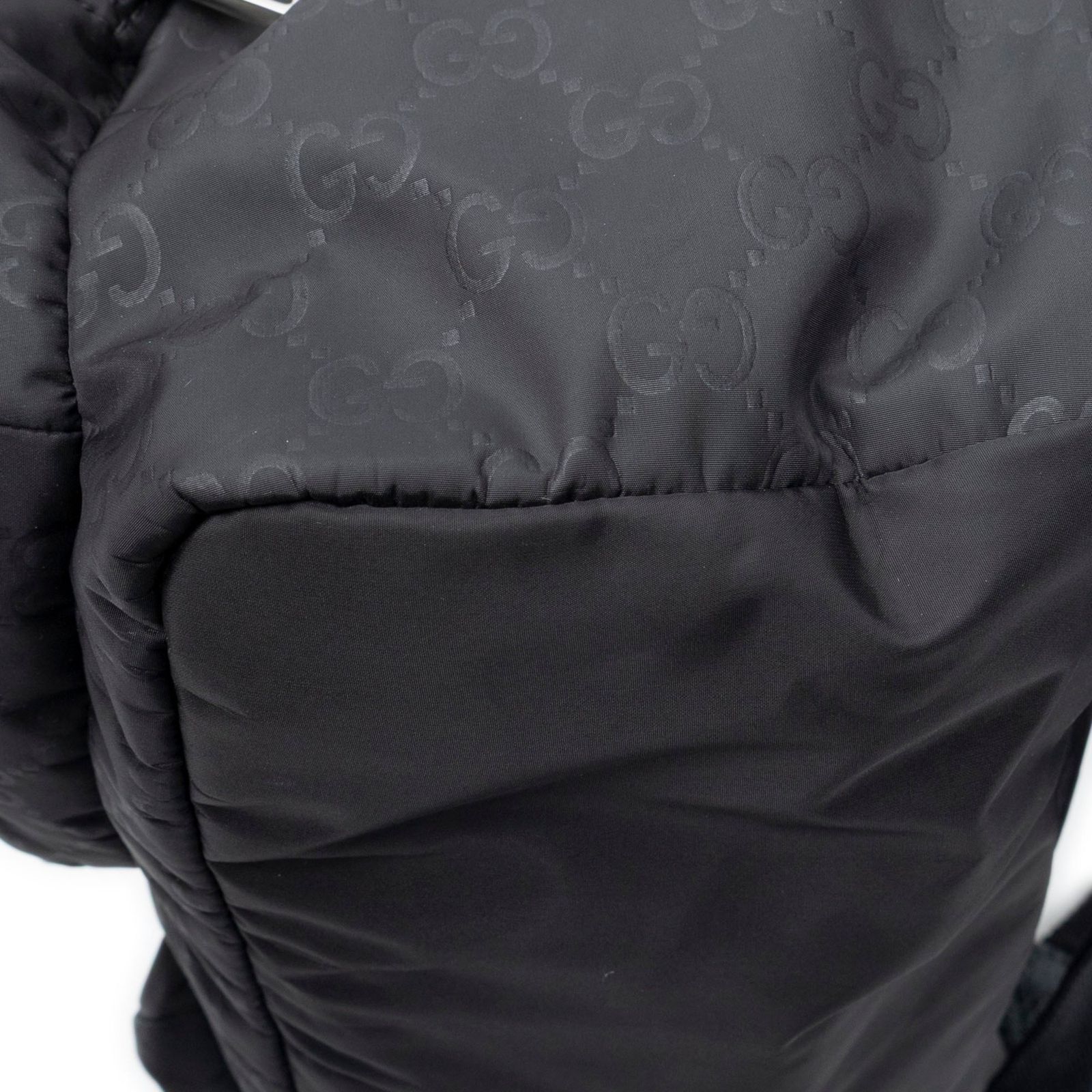 Gucci Drawstring Flap Backpack Black Guccissima Nylon — view 7