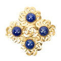 Chanel CC Lapis Lazuli Gem Brooch Blue Gold Plated