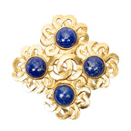 Chanel CC Lapis Lazuli Gem Brooch Blue Gold Plated