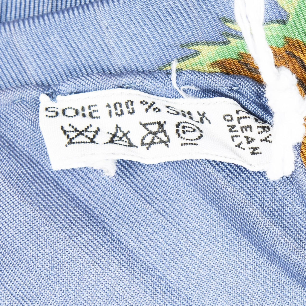 Hermes Pleated Scarf Blue Green Brown Twill Silk — view 5