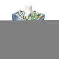 Hermes Pleated Scarf Blue Green Brown Twill Silk