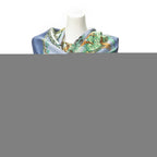 Hermes Pleated Scarf Blue Green Brown Twill Silk