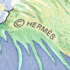 Hermes Pleated Scarf Blue Green Brown Twill Silk — view 4