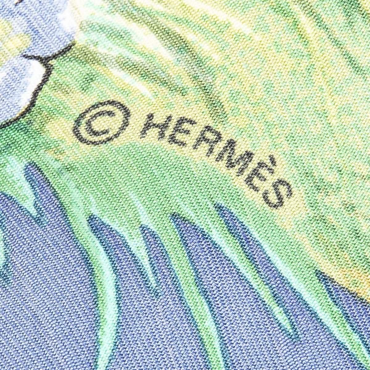 Hermes Pleated Scarf Blue Green Brown Twill Silk — view 4