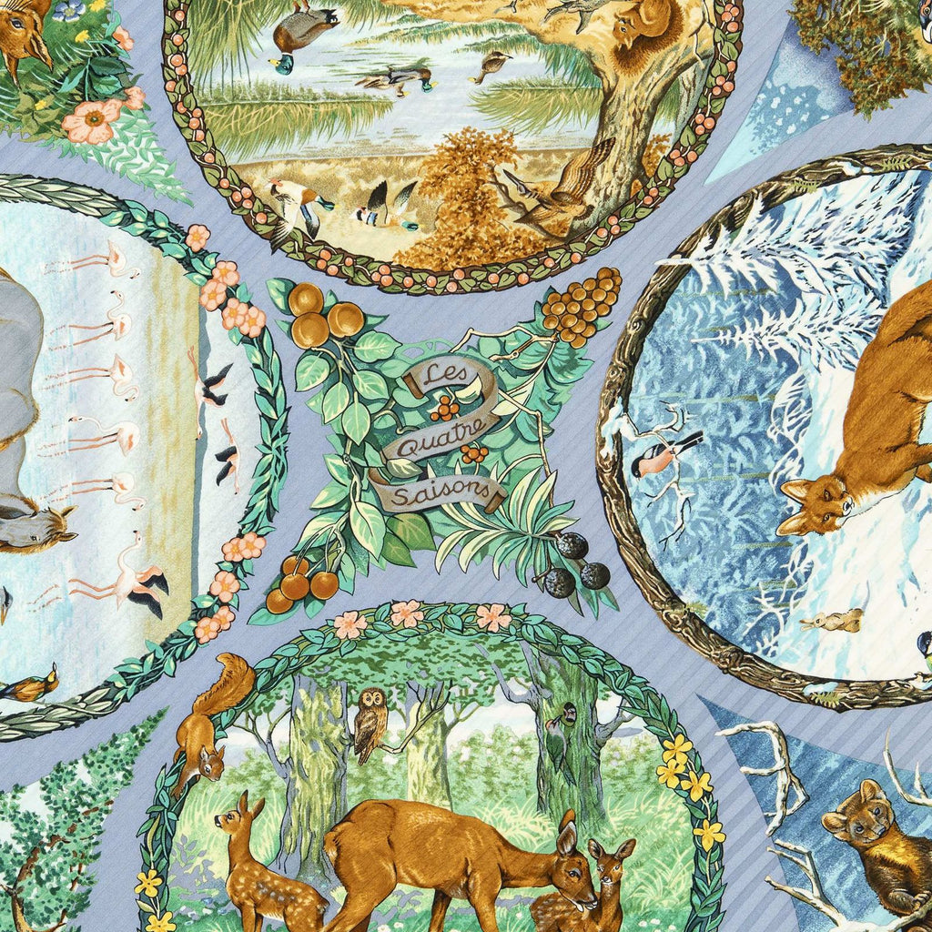Hermes Pleated Scarf Blue Green Brown Twill Silk — view 3
