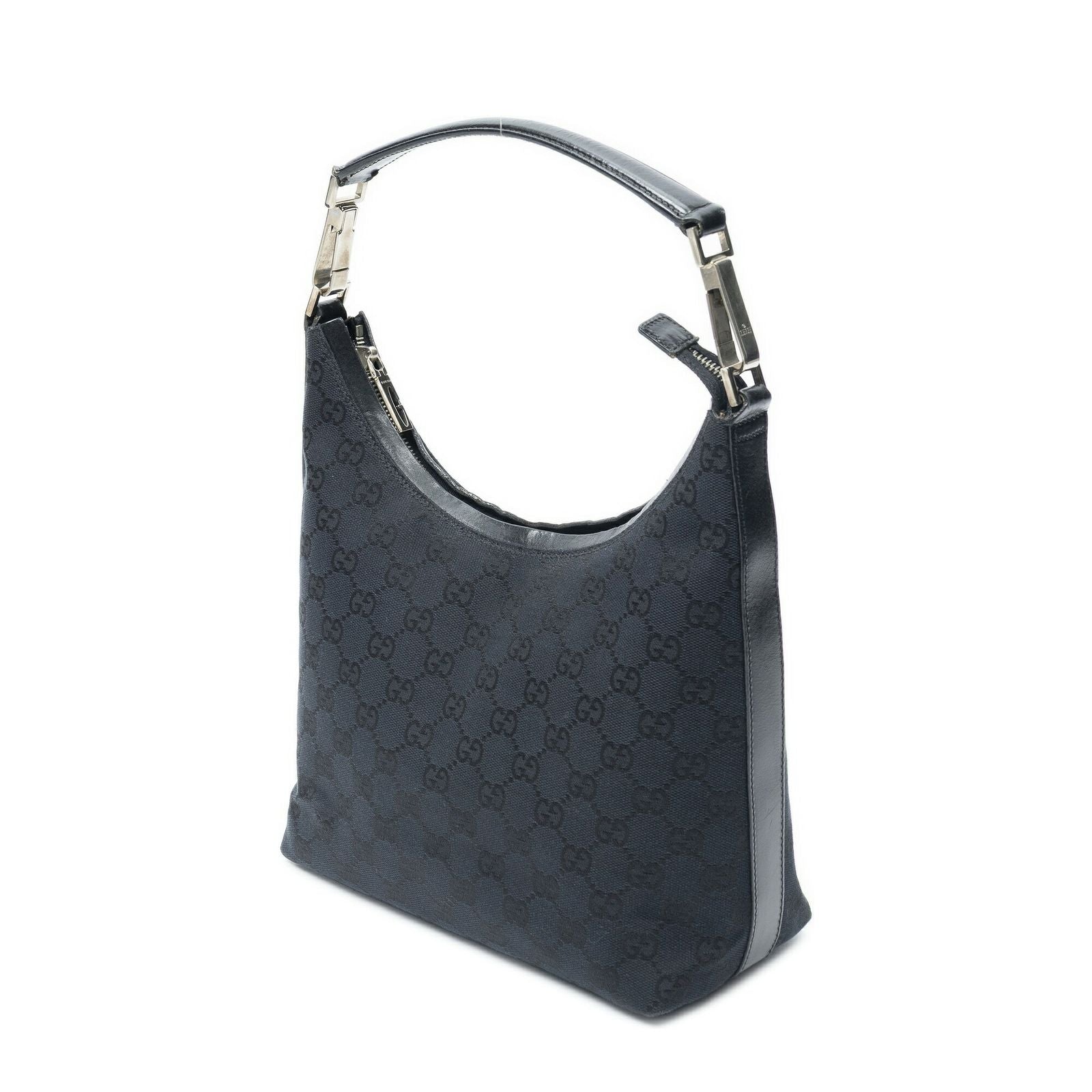 Gucci Vintage Mini Zip Hobo Black GG Canvas — view 2