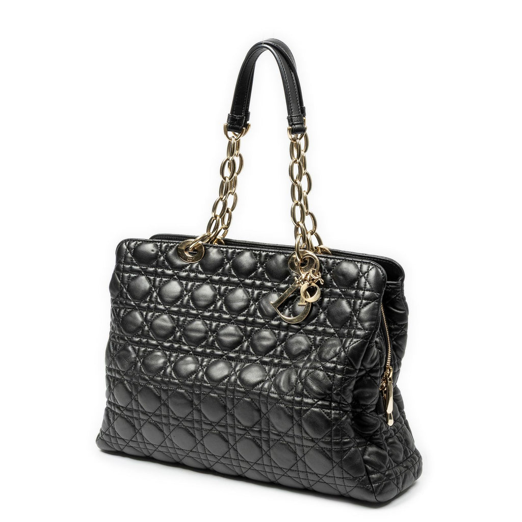 Dior Large Soft Lady Dior Tote Black Kanaj Lambskin Leather — view 2