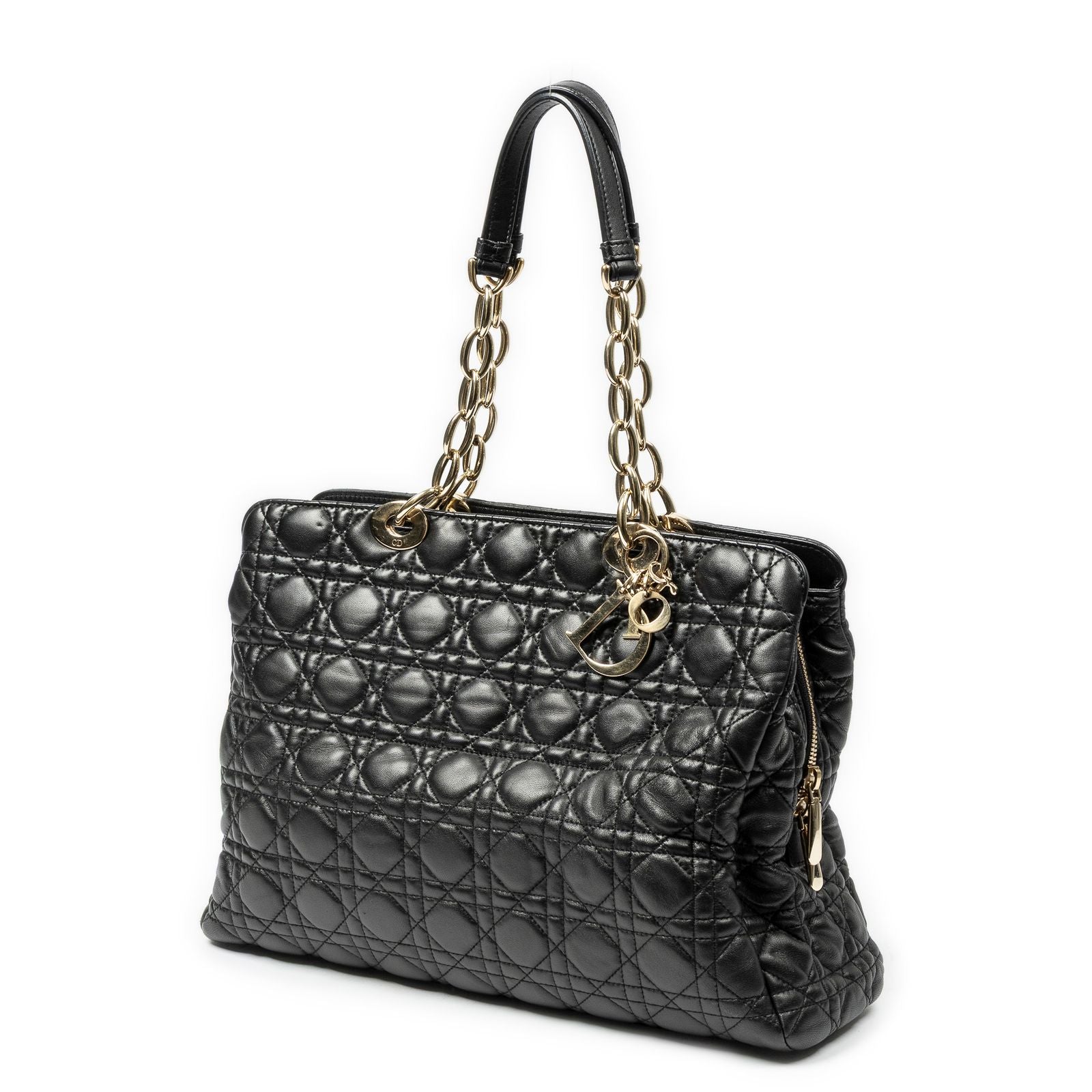 Dior Large Soft Lady Dior Tote Black Kanaj Lambskin Leather — view 2