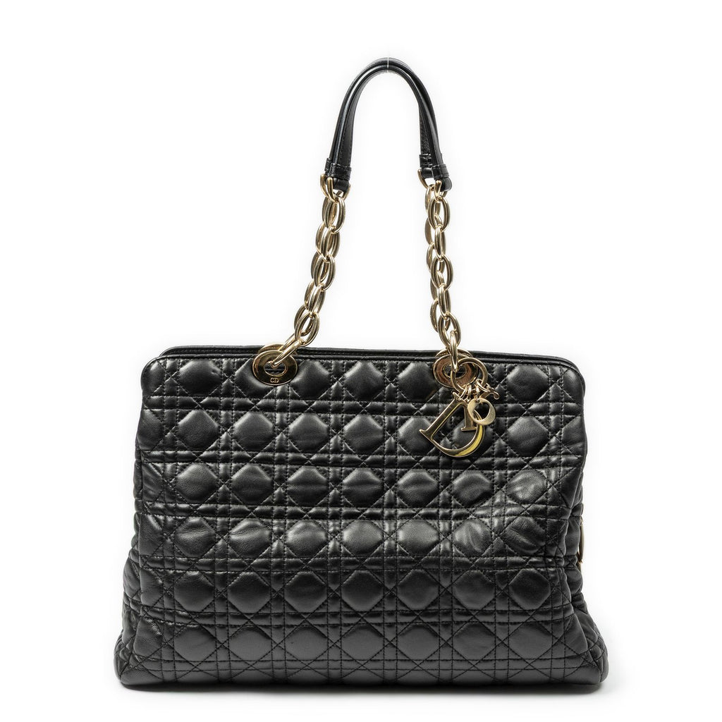 Dior Large Soft Lady Dior Tote Black Kanaj Lambskin Leather