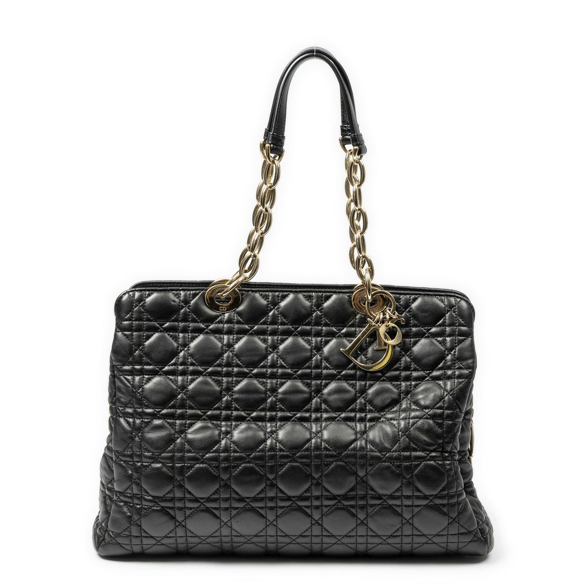 Dior Large Soft Lady Dior Tote Black Kanaj Lambskin Leather