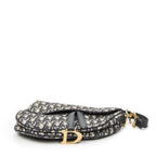 Dior New Saddle Bag Navy Beige Oblique Jacquard Canvas — view 6