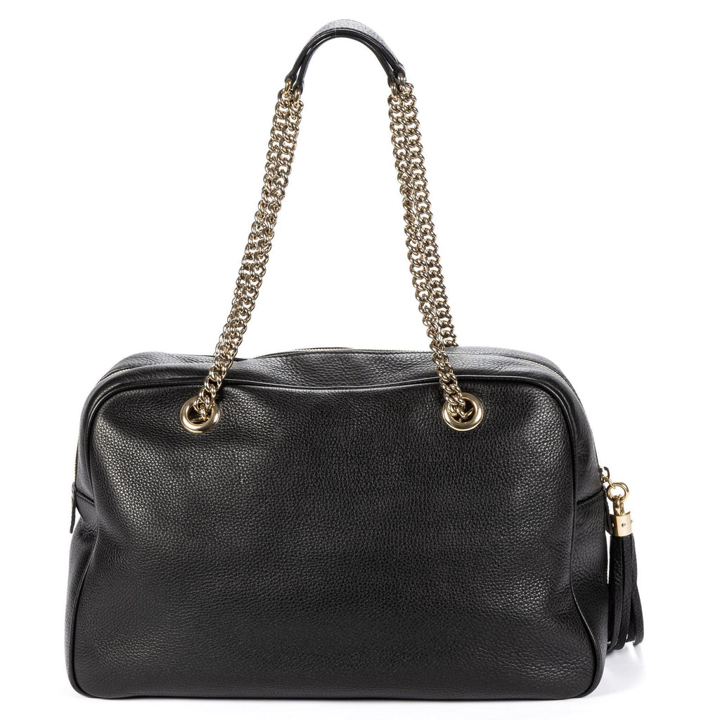 Gucci Soft Shopping Tote Black Grain Calfskin Leather — view 5