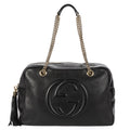 Gucci Soft Shopping Tote Black Grain Calfskin Leather